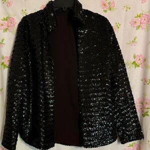 Vintage Beverly Paige sequined blazer black 10 ILGWU fits small
